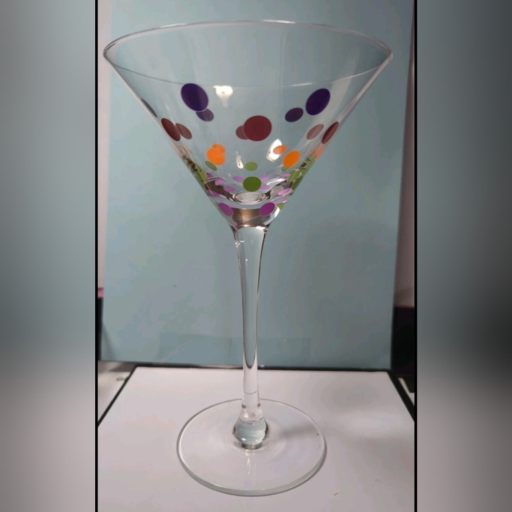 Pampered Chef Multi Color Dots Martini Glass